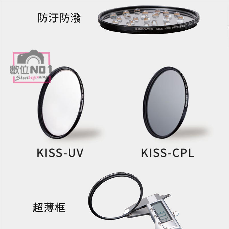 數位NO.1*  湧蓮代理 77mmKISS磁吸式的鏡片 (UV+CPL) 72/77/82mm  偏光鏡  保護鏡  