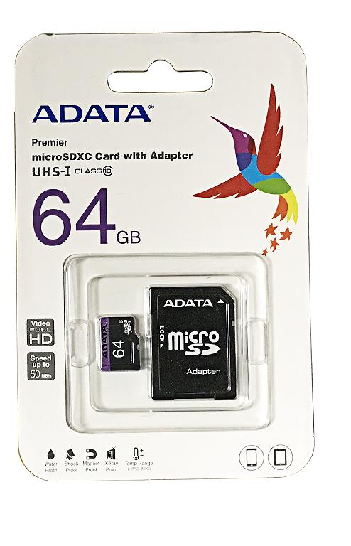 ADATA 威剛 終身保固 內附轉接卡 MicroSD UHS-I Class10 64GB SD記憶卡 儲存卡 SD卡