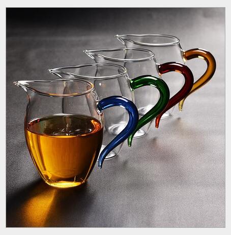 琉璃把 公道杯 茶具 玻璃手把茶海 公道杯 茶海 分酒杯 勻杯 透明玻璃 泡茶用具