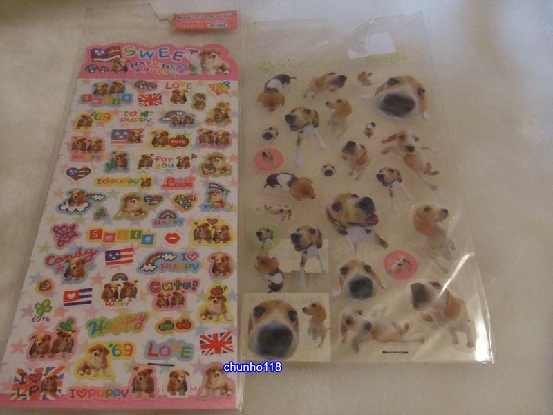 日本進口可愛狗狗貼紙[米可魯]---二張一組免運費