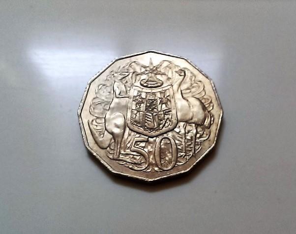 1979 年 Australian 澳大利亞 袋鼠 鴯鶓 澳洲 鴕鳥 國徽 50 CENTS 50 仙 錢幣