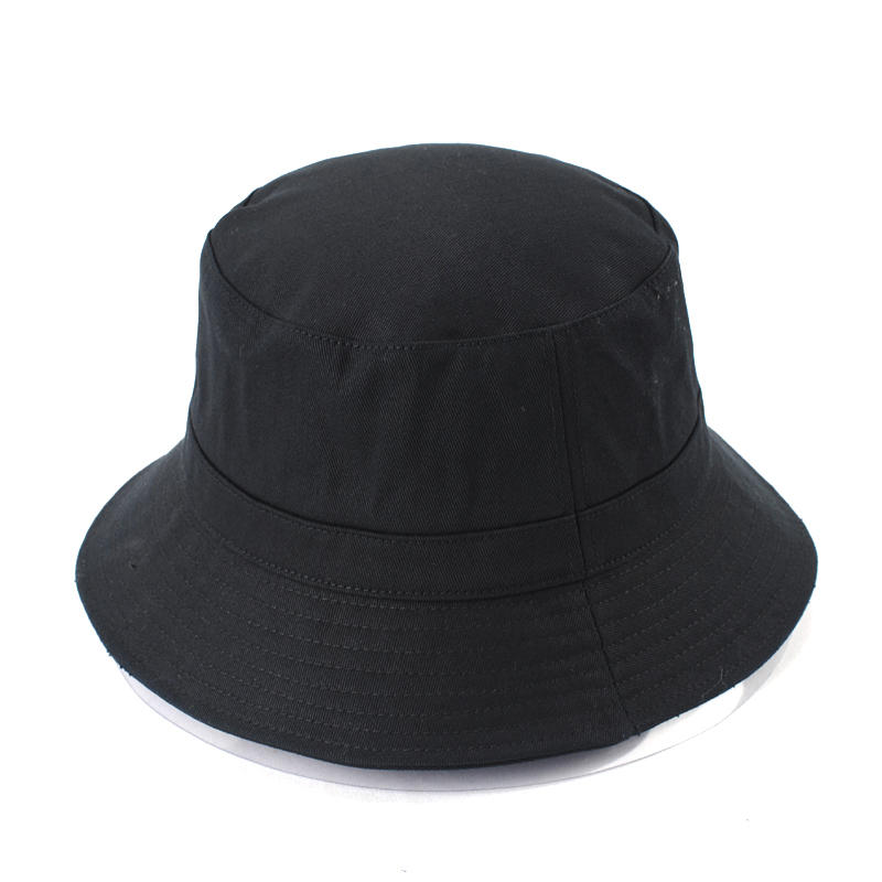 【二鹿帽飾】熱銷款-素黑加厚漁夫帽/ 布滾邊漁夫帽/空白帽/ 男女款式-黑色-台灣製