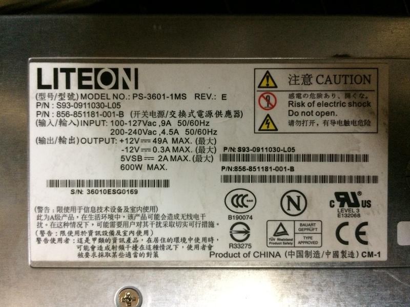 伺服器 LITEON PS-3601-1 MS S93-0911030-L05 600W
