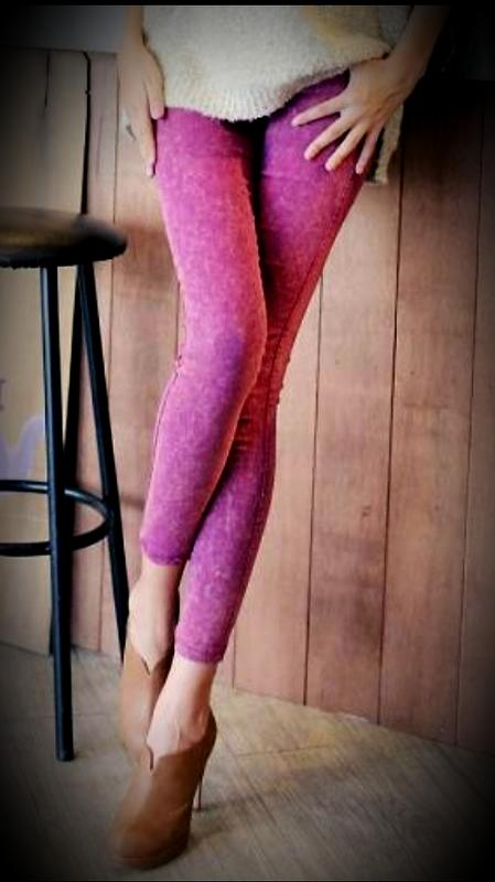 彈力針織  牛仔褲  保暖褲  刷毛褲  內搭褲  紫色  L號  全新