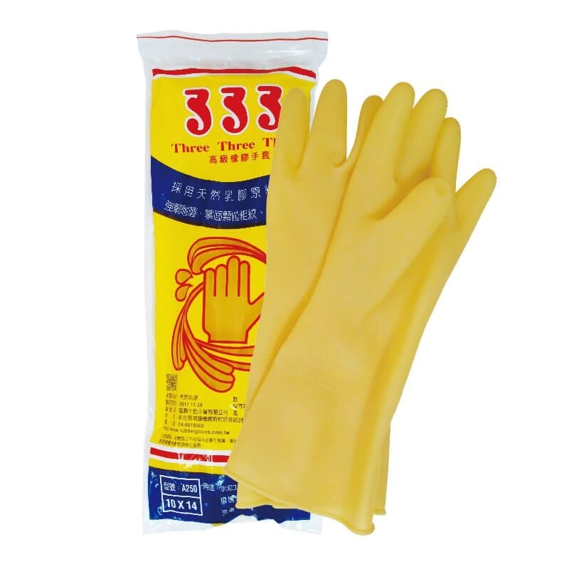 拼評價特價中天然乳膠手套333高級橡膠手套│原色手套黃色家用手套