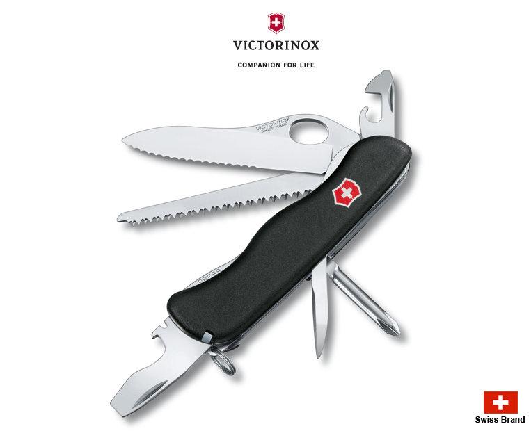 Victorinox瑞士維氏111mm黑色Trailmaster,單手開刀鋸齒刃,12用瑞士刀【0.8463.MW3】