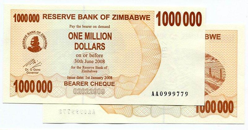 ZIMBABWE（辛巴威一百萬紙幣），P53 ，1-Million，2008品相全新，UNC