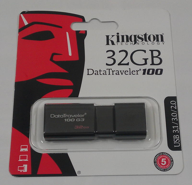 (含稅附發票)KINGSTON金士頓DT100 G3 32G 32GB黑色USB3.0隨身碟(DT100G3/32GB)