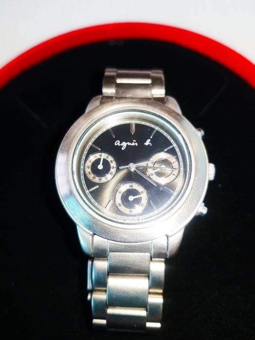 新 Agnes b.手錶 法國三眼計時 中性表 腕錶 精品AGNES B 鈦 鋼錶$398 1元起標 小b男錶 女錶