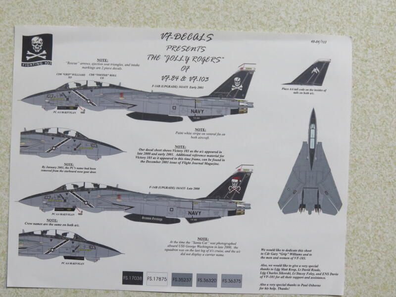VF-Decals 1/48&1/72 F-14A VF-84/F-14B VF-103 Jolly Rogers 水貼