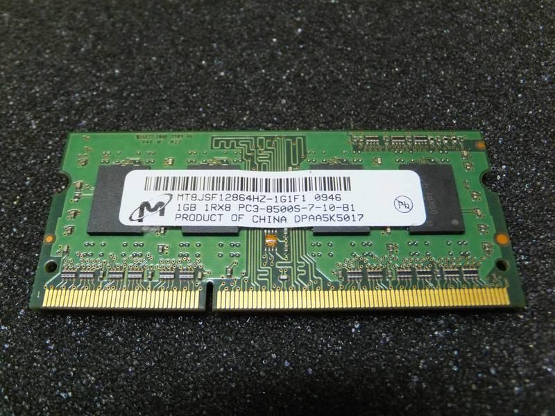 良品 ~ Micron 美光 1GB DDR3-1066 / PC3-8500 1.5V SO-DIMM