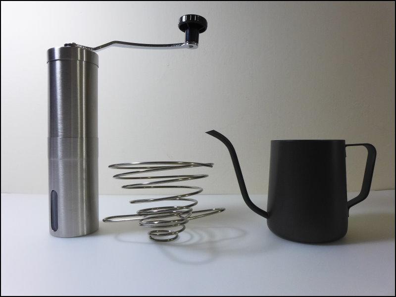 [ 埔21烘焙咖啡 ] 外出便攜咖啡器具 手沖細口壺 + 手動磨豆機 + 折疊式彈簧濾杯 超值組合 一次購足