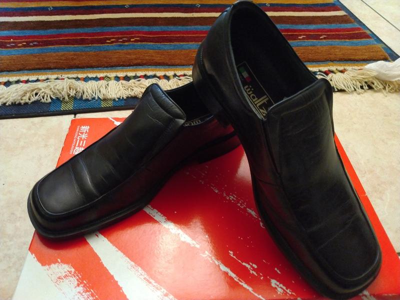 [均均小站]Waltz義大利製男性皮鞋/黑頭真皮革/尺寸約六號鞋(購價3680出清999/下標前请先询問物品狀況