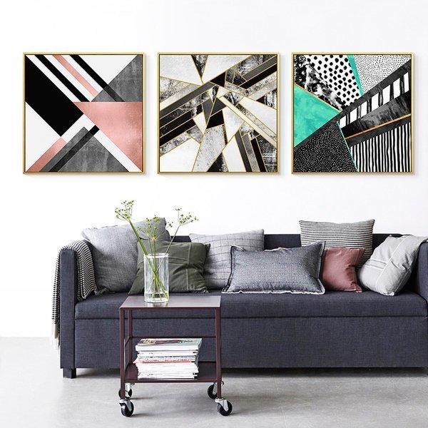 ART。DECO 現代抽象幾何裝飾畫客廳沙發背景牆玄關壁畫設計師樣板房酒店壁畫(多款可選)