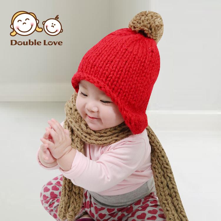 二件套 寶寶 毛帽+脖圍 針織帽 保暖帽 秋冬 寶寶 保暖  護耳  圍巾 (約1-3歲)【JD0061】