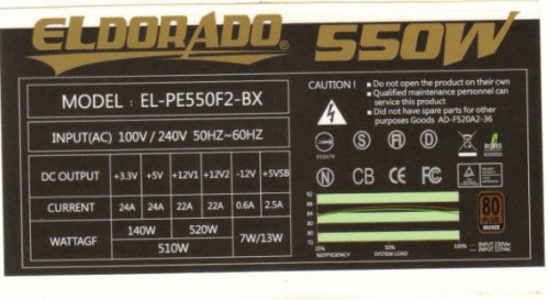 畬的店 Eldorado 550w BX88+ 80+ 銅牌 全編織線 2年免費 電源供應 另有450w