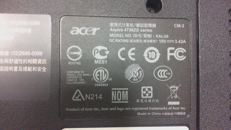 #167電腦# ACER ASPIRE 4736ZG主板故障零件機 需要哪部分請發問
