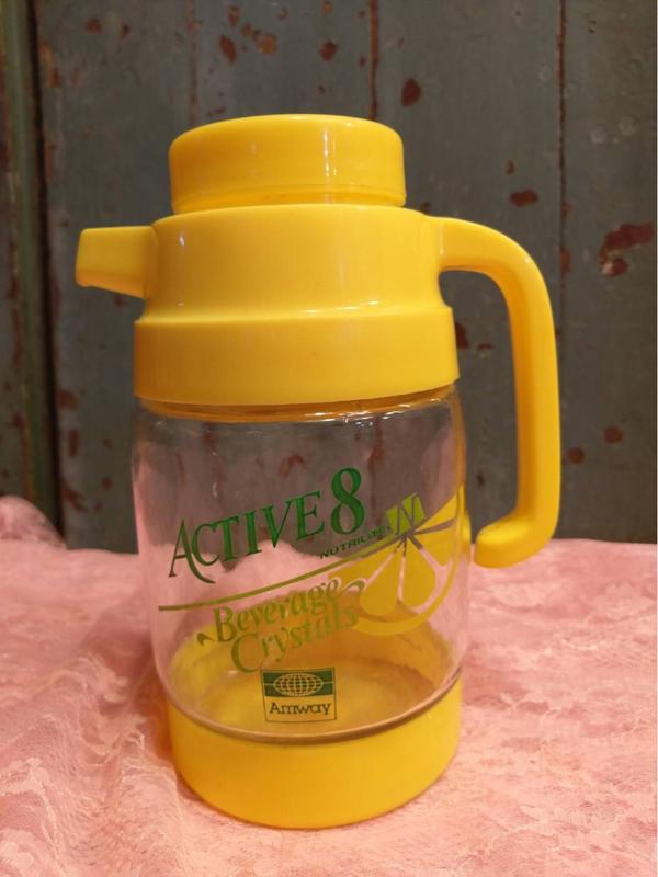 早期安麗冷水壺 active 8 amway  黃色 玻璃瓶企業收藏逸品