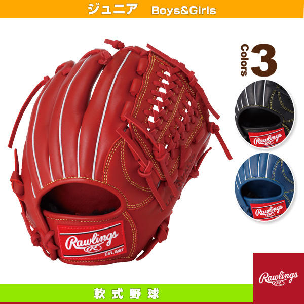 Rawlings 少年棒球手套 (黑色.紅) 11"