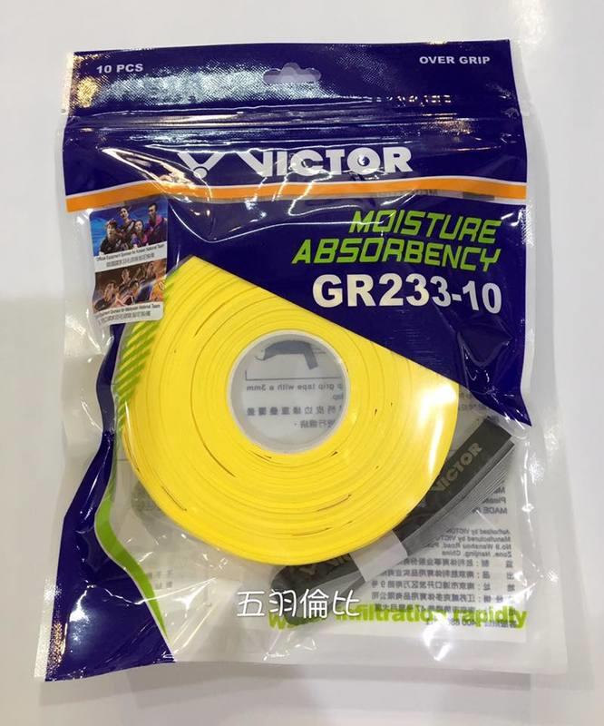 【五羽倫比】VICTOR 握把布 GR233-10入 羽球握把布 GR233 10入 E/黃色 超薄、吸濕度高 羽球配件