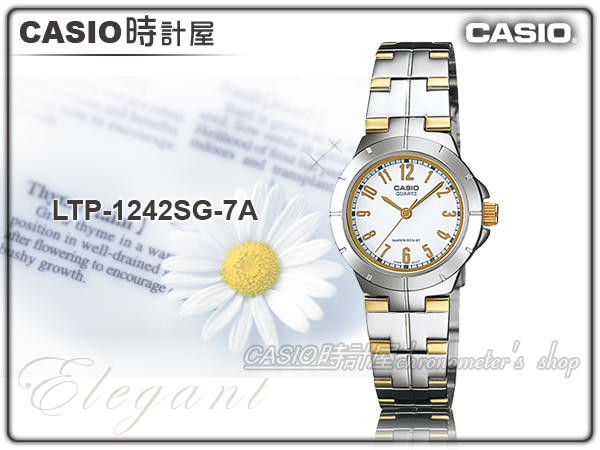 CASIO 時計屋 LTP-1242SG-7A 小巧淑女錶 不鏽鋼錶帶 白 生活防水 全新 保固一年 LTP-1242