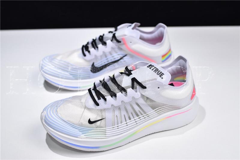 Nike Zoom Fly SP BeTrue 白透明馬拉松七彩休閒運動慢跑鞋AR4348-105