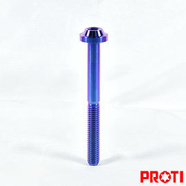 PROTI鈦合金螺絲 M6L60 飛碟頭 13mm寬 魔藍版(M6L60-CCF01)