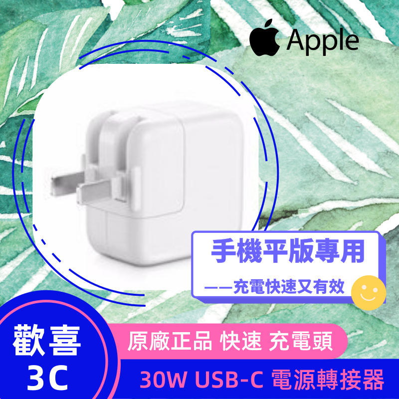 Apple 原廠 30W USB‑C 電源轉接器  快速 充電頭( 正 原 裝)