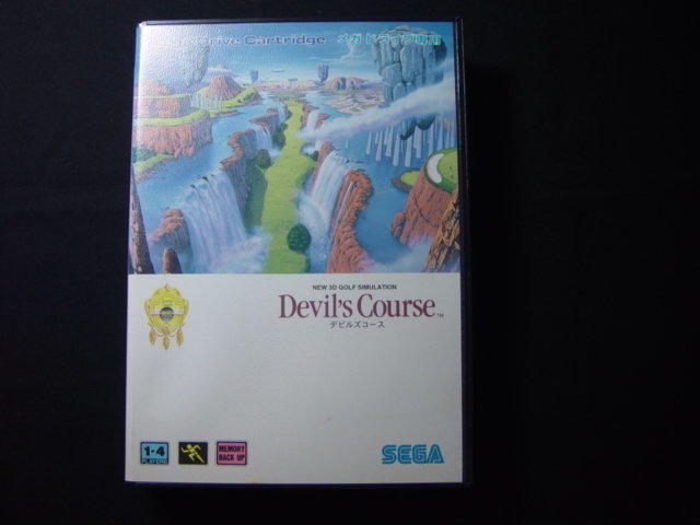 GAME~SEGA MD 1992 MADE IN JAPAN   DEVIL ,S COURSE  3D GOLF 電玩 遊戲 卡帶 光碟