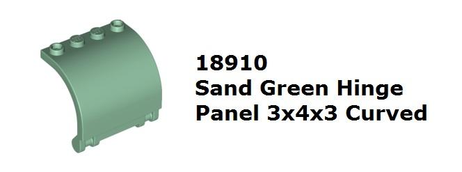 【磚樂】LEGO 樂高 18910 6196587 Hinge Panel 3x4x3 沙綠 圓弧壁板