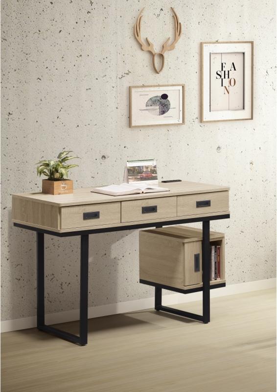 ✳德興傢俱✳ 原切橡木工業風4尺三抽書桌 辦公桌