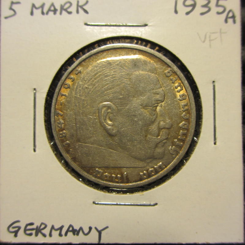 1935A 德國 威瑪共和國5馬克Mark大銀幣VF+K19053