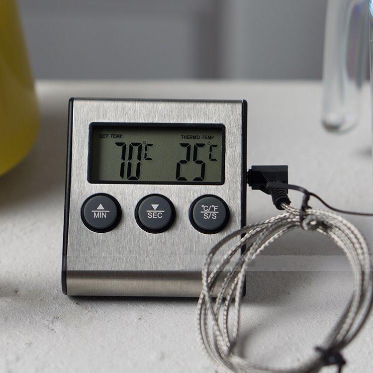 [附電池+橘色鍋邊夾]煮糖專用 探針溫度計 煮果醬專用溫度計 電子溫度計 探針式溫度計