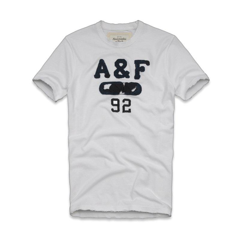 【 A&F Style 全新真品】 Abercrombie & Fitch 經典 LOGO 貼布 仿舊 短T T恤 M號