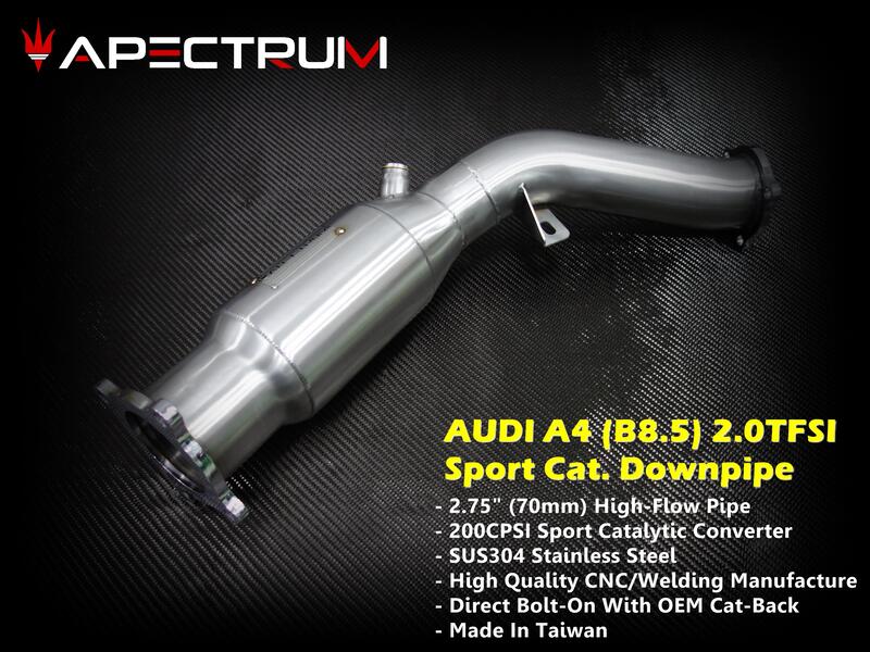 AUDI A4 (B8.5) 2.0TFSI專用200鉬Turbo downpipe當派排氣管