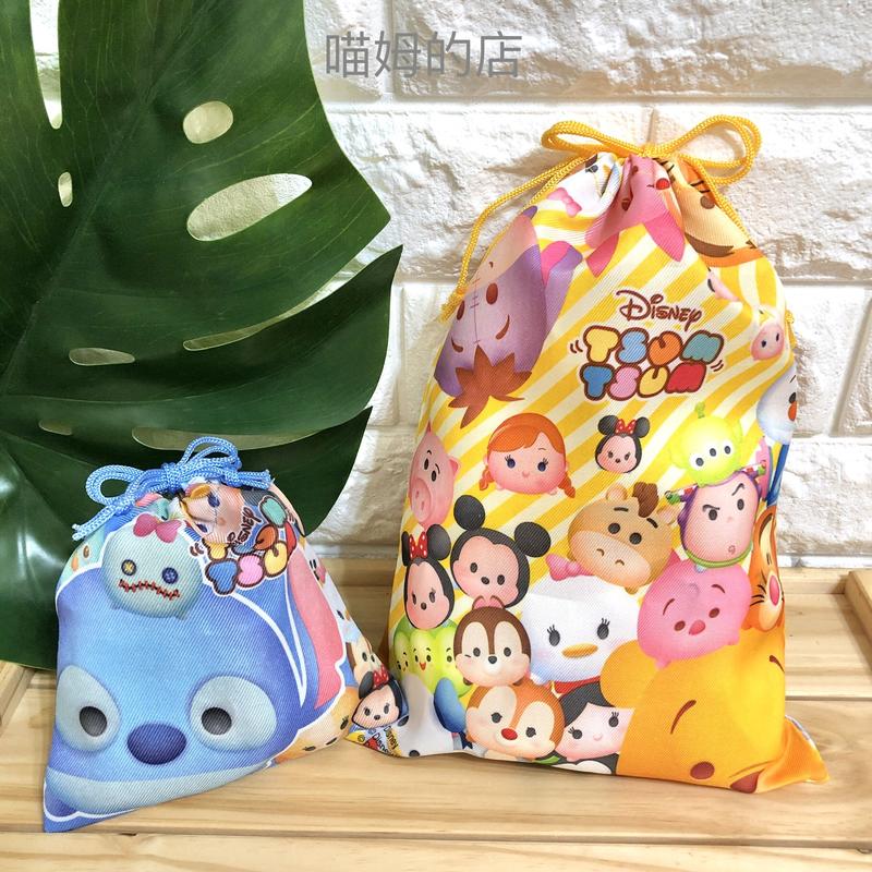 【喵姆的店】日本 迪士尼 TSUM TSUM 束口袋 大小兩入組 萬用袋 置物袋 大判巾著 Disney 全新正版