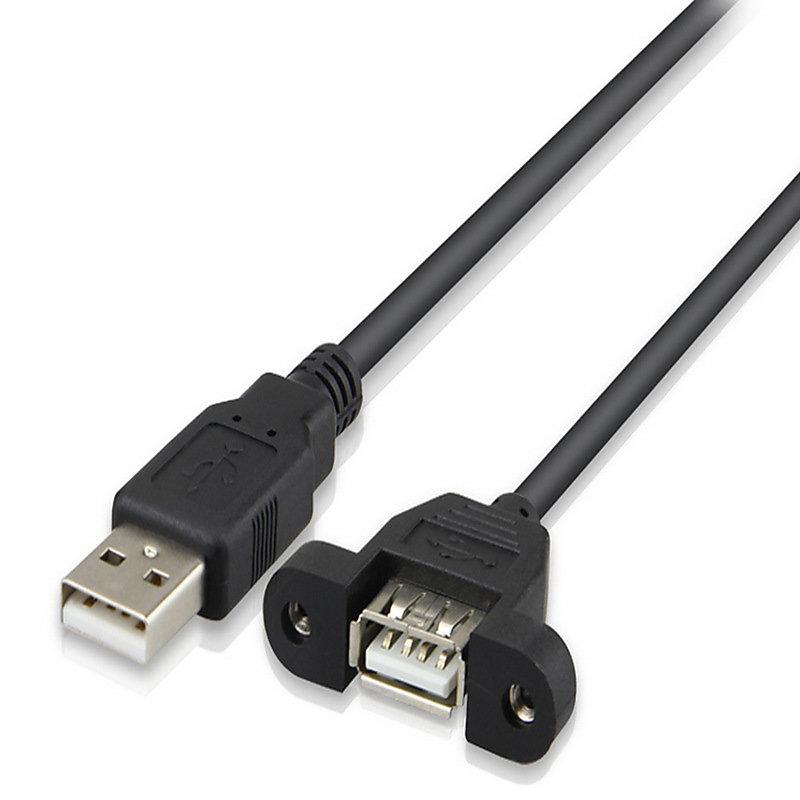 9012284"現貨B倉"USB2.0公對母延長線 帶耳朵USB延長線帶螺絲孔可固定 0.3米 A5 [9012284]