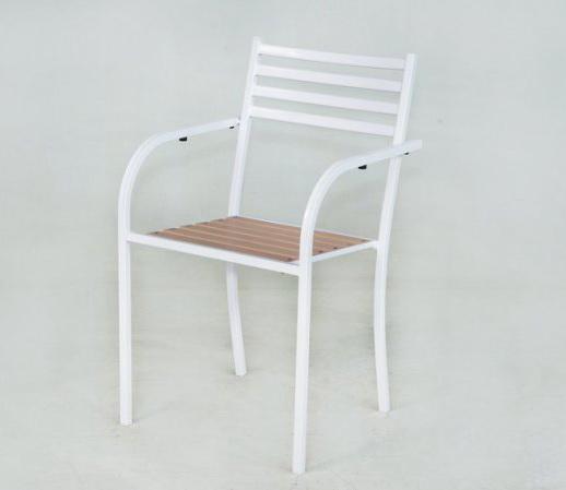 【加百列庭園休閒傢俱】鐵管製塑木椅(白管)~可搭配各式庭院桌 7-11塑木椅 戶外桌椅~休閒椅戶外傢俱