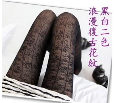 韓國製 KASAI時尚設計款 復古蕾絲雕花造型絲襪 黑/白 2色造型精緻 氣質出眾(C09)~EROS時尚館