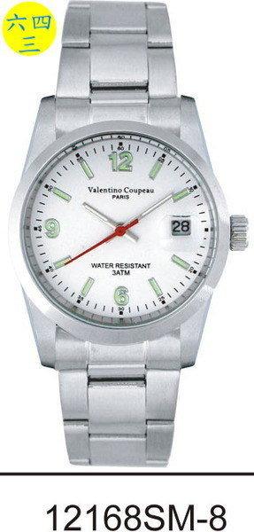 (六四三精品)Valentino coupeau(真品)(全不銹鋼)精準男錶(附保証卡)12168SM-8