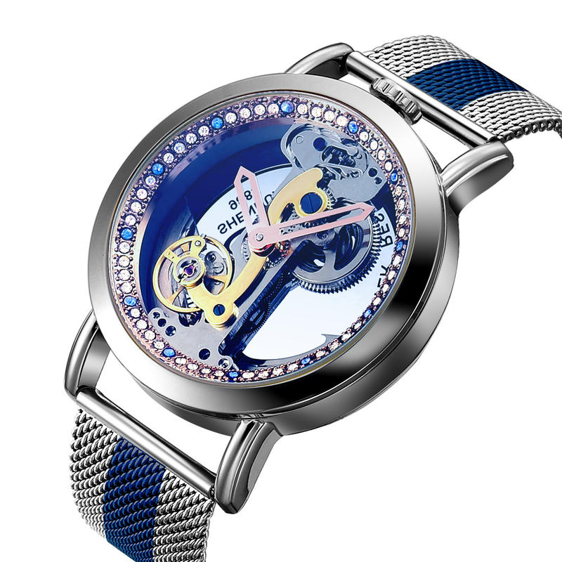 【潮裡潮氣】SHENHUA深華新款鏤空休閒單橋男式手錶創意全自動機械表9482