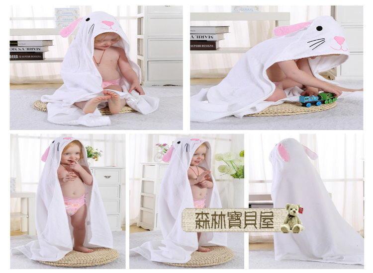 森林寶貝屋~寶寶嬰兒沐浴純棉連帽浴巾~可愛動物卡通造型浴袍~造型浴衣~包巾~6款發售