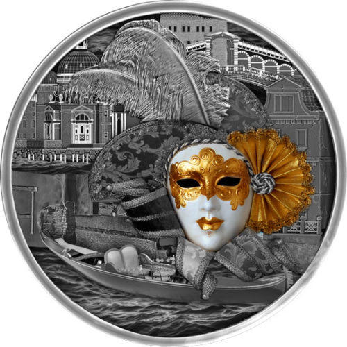 [白銀之手]<現貨>2019紐埃面具系列1-威尼斯面具仿古銀幣-10000
