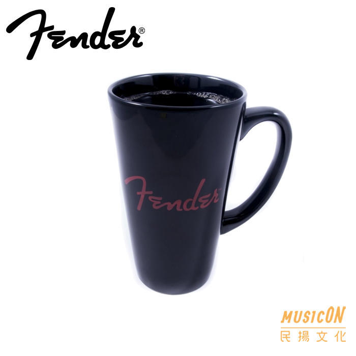 【民揚樂器】FENDER 原廠 禮品 馬克杯 16盎司 黑色陶瓷 吉他手禮物 收藏紀念