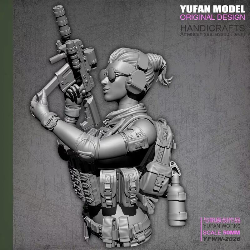 【預訂】YUFan Model 與帆原創 50mm 半身現代女兵 樹酯人型  YFWW-2026