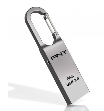 PNY 必恩威 LOOP TURBO 64GB USB3.0 鉤環 隨身碟64G 銀色
