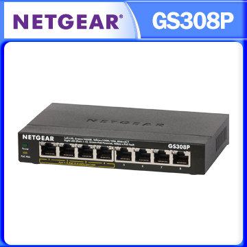 Netgear GS308P 8埠- 4埠PoE 10/100/1000M GIGA高速PoE供電網路交換器