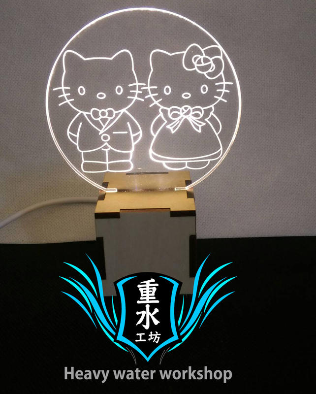 史迪奇 最有錢的貓 哆啦A夢 木製 小夜燈