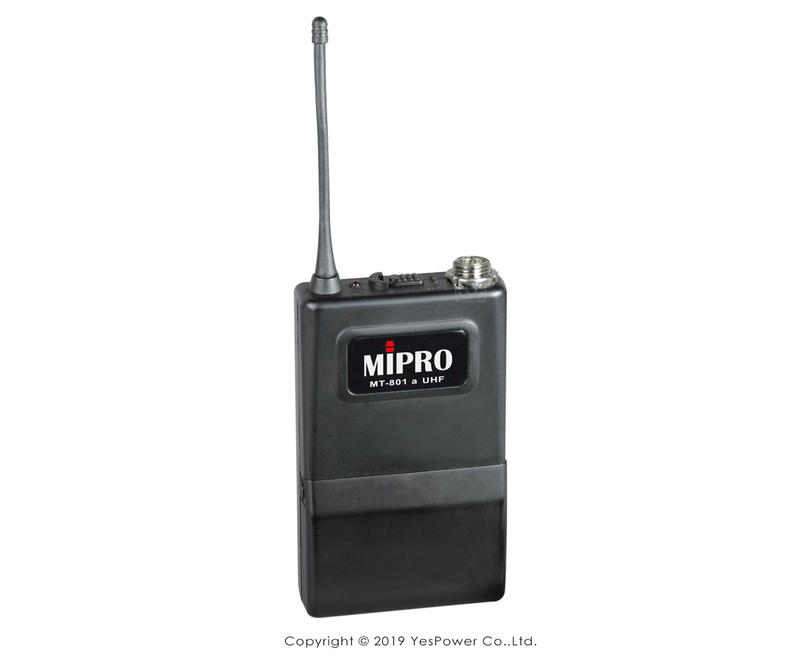 【含稅價】MT-801a MIPRO原廠UHF佩戴式發射器(不含麥克風)/訂製品下標後請提供頻率相關資料 悅適影音