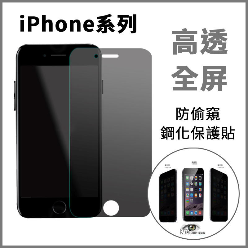 iPhone11ProMax iPhone78Plus iPhone6sPlus 防窺滿版玻璃貼高透黑 防窺膜鋼化保護膜